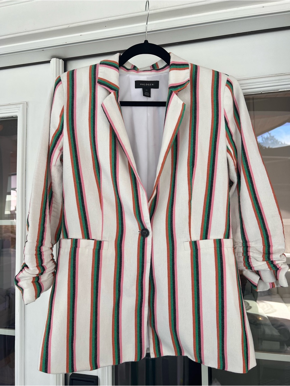 Halogen Cream Blazer with Pink and Green Stripes